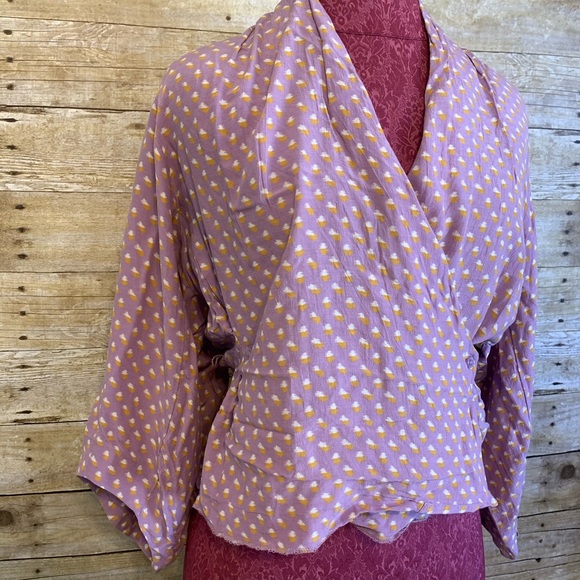 H&M lilac wide sleeve wrap blouse Sz 10 - Picture 3 of 5